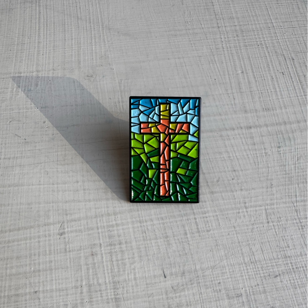 Colorful Mosaic Cross pin